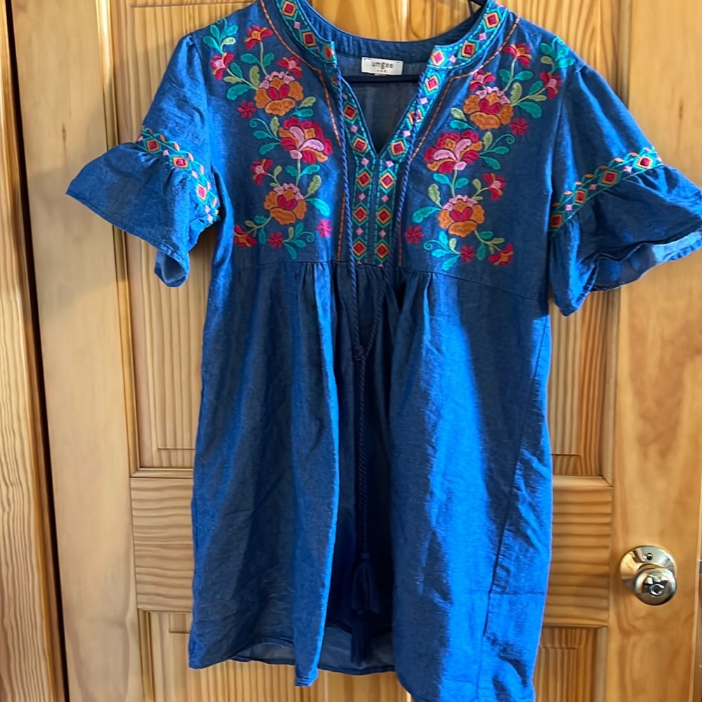 Umgee Embroidered Dress Size Medium